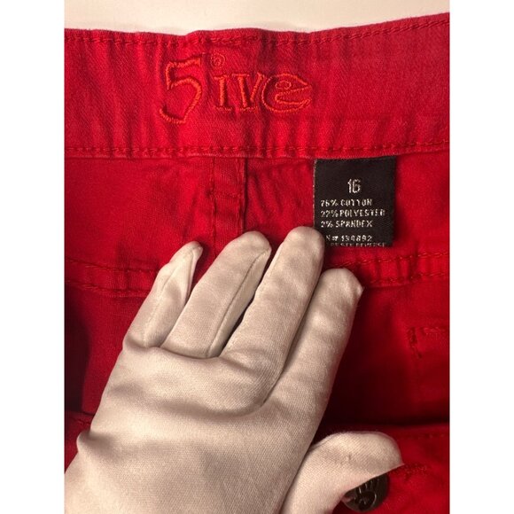 5ive Womens Red Capri Pants Size 16 Cotton-Polyester Blend - Picture 5 of 8